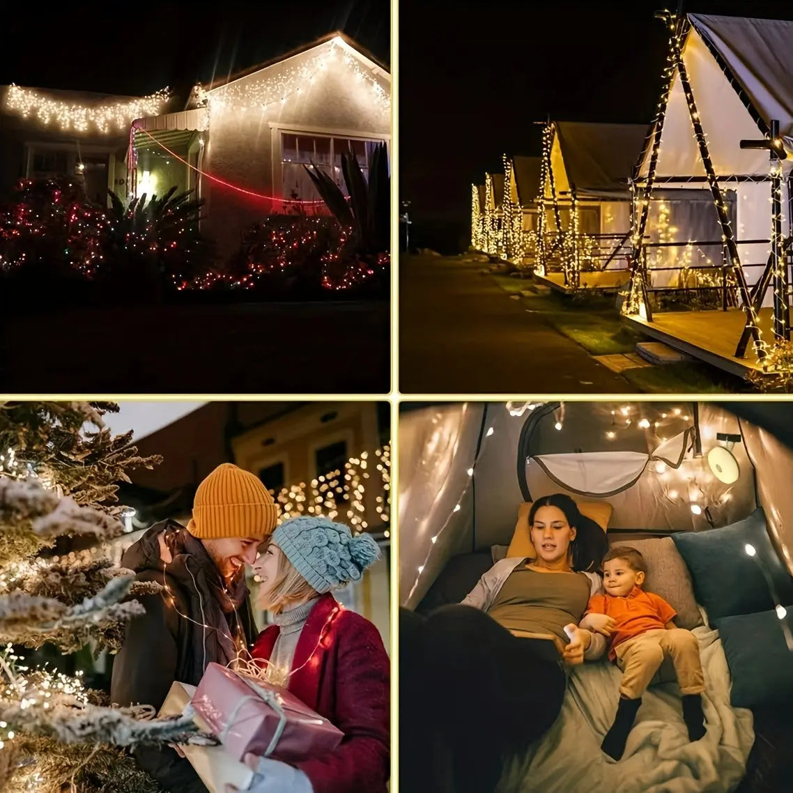 2-in-1 Rechargeable Camping Light String – Waterproof with 5 Light Modes for Outdoor - TARHUS