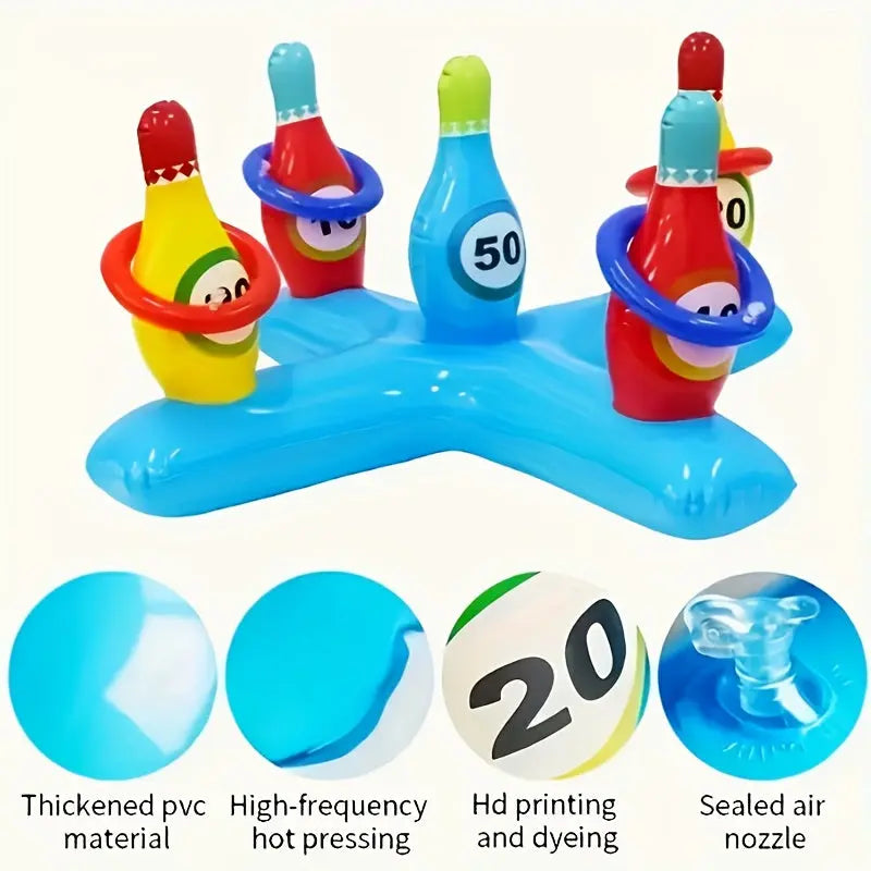 Inflatable Bottle Toss Game Set – Outdoor Party Game for Kids & Adults | Fun for Pool, Beach, Birthday & Family Gatherings - TARHUS