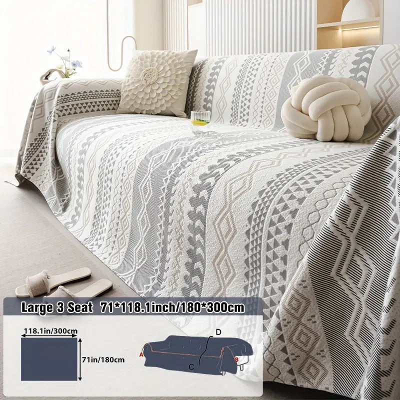 Modern Geometric Sofa Cover – Pet-Friendly, Non-Slip Couch Slipcover for 1–4 Seaters - TARHUS