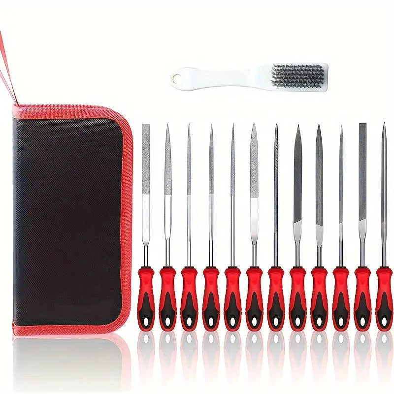 57-Piece Metal & Wood File Set – Heavy Duty Hand & Needle Files with Sandpaper & Brush for Woodworking & Metalworking - TARHUS