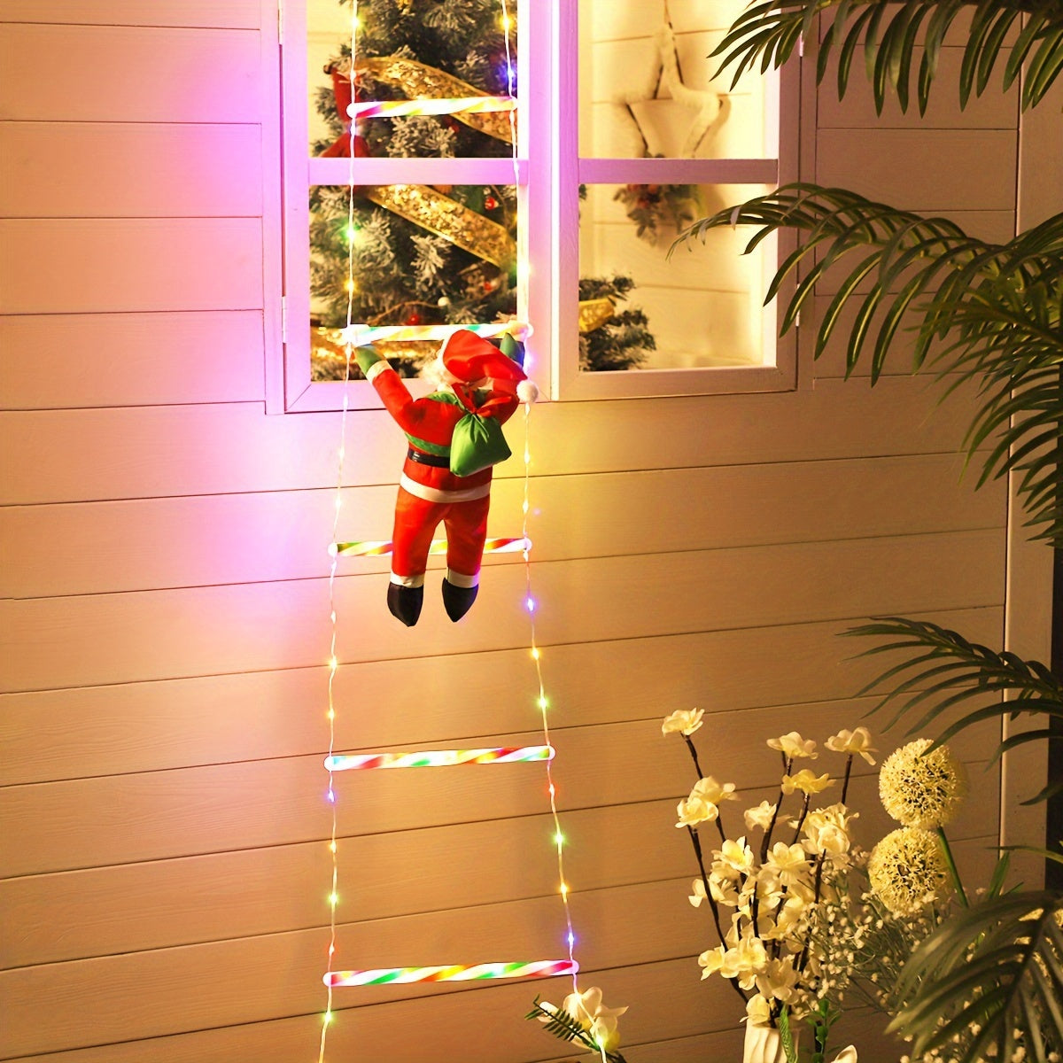LED Christmas Ladder Light – Battery-Powered Santa Climbing Decoration TARHUS Christmas