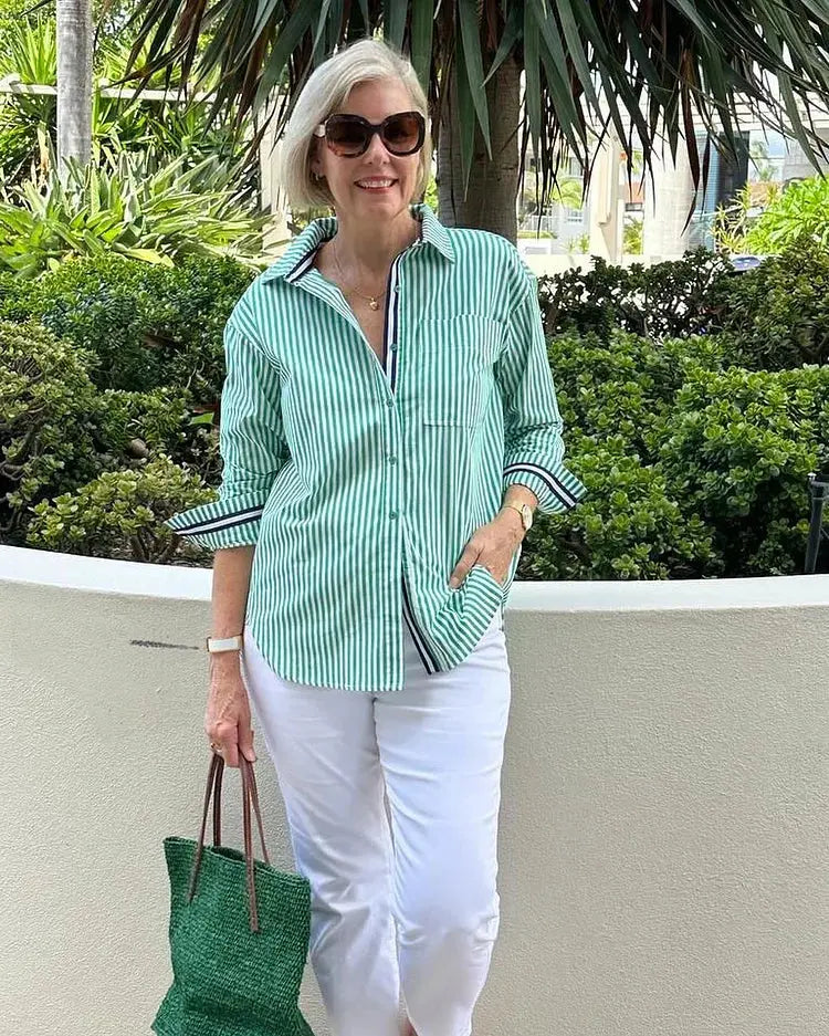 Diane | Easy Elegance Striped Blouse - Soft. Flattering. Effortless. - TARHUS