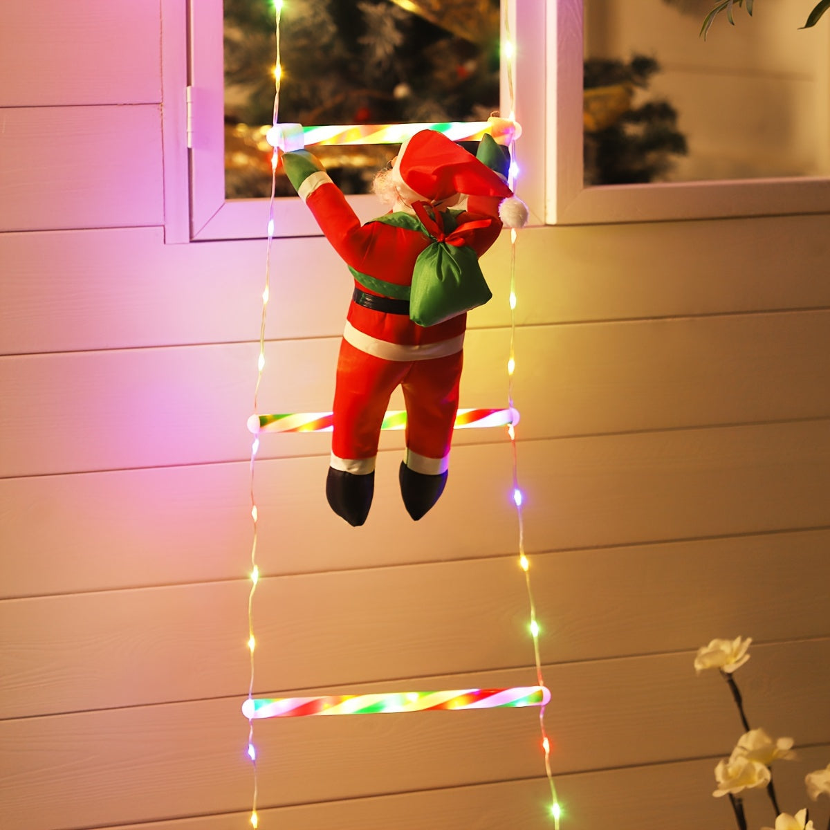 LED Christmas Ladder Light – Battery-Powered Santa Climbing Decoration TARHUS Christmas