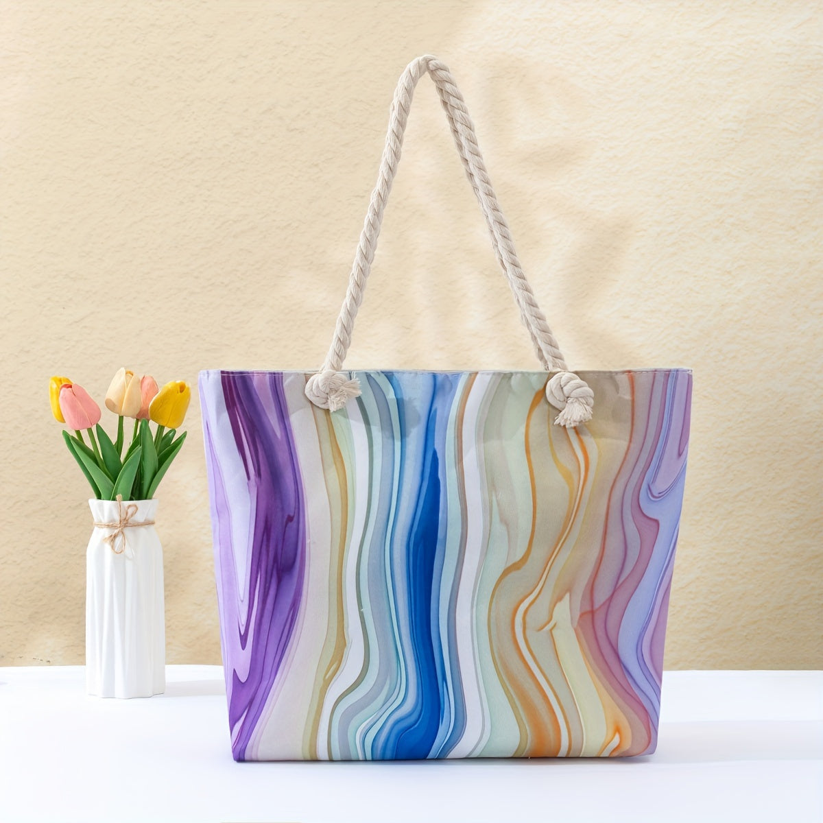 Amara | Blue Mandala Print Tote Bag – Casual Rope Handle Shoulder Bag TARHUS Shoulder Bag