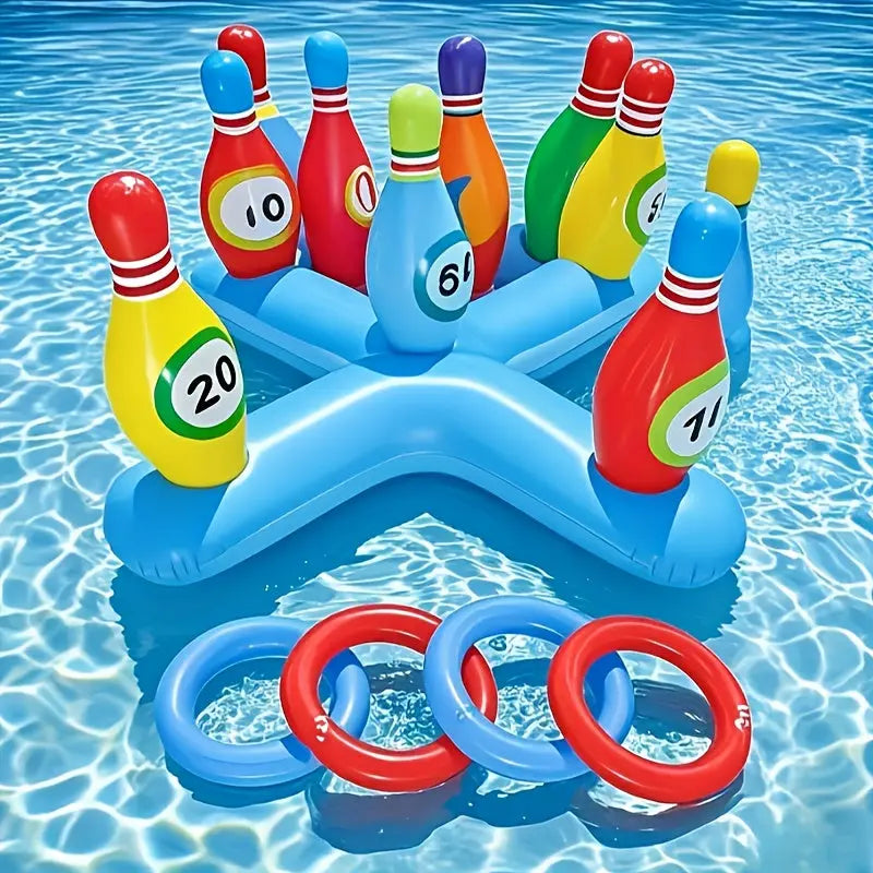 Inflatable Bottle Toss Game Set – Outdoor Party Game for Kids & Adults | Fun for Pool, Beach, Birthday & Family Gatherings - TARHUS