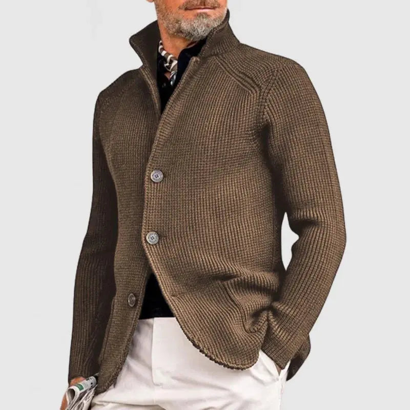 Men's Knitted Cardigan - Classic Button-Up Sweater with Ribbed Design for Sophisticated Style - TARHUS