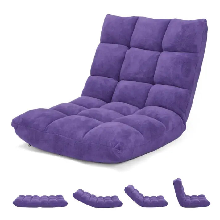 14-Position Adjustable Floor Chair – Padded Folding Floor Seat with Back Support for Gaming, Meditation & Reading - TARHUS