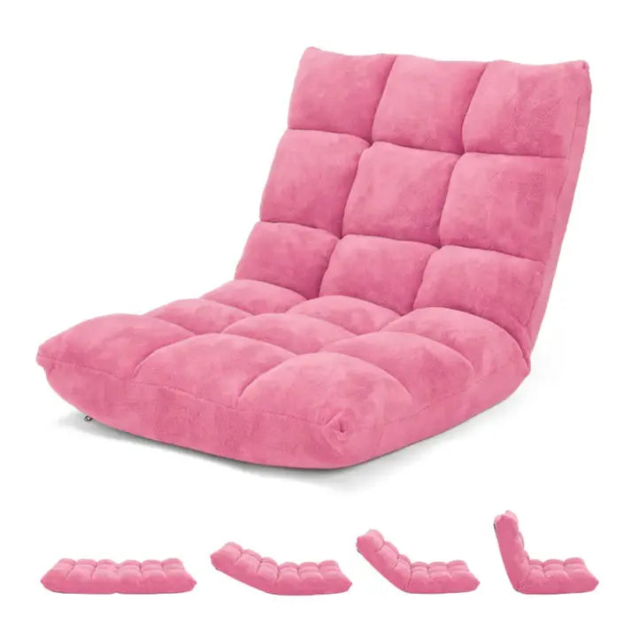 14-Position Adjustable Floor Chair – Padded Folding Floor Seat with Back Support for Gaming, Meditation & Reading - TARHUS