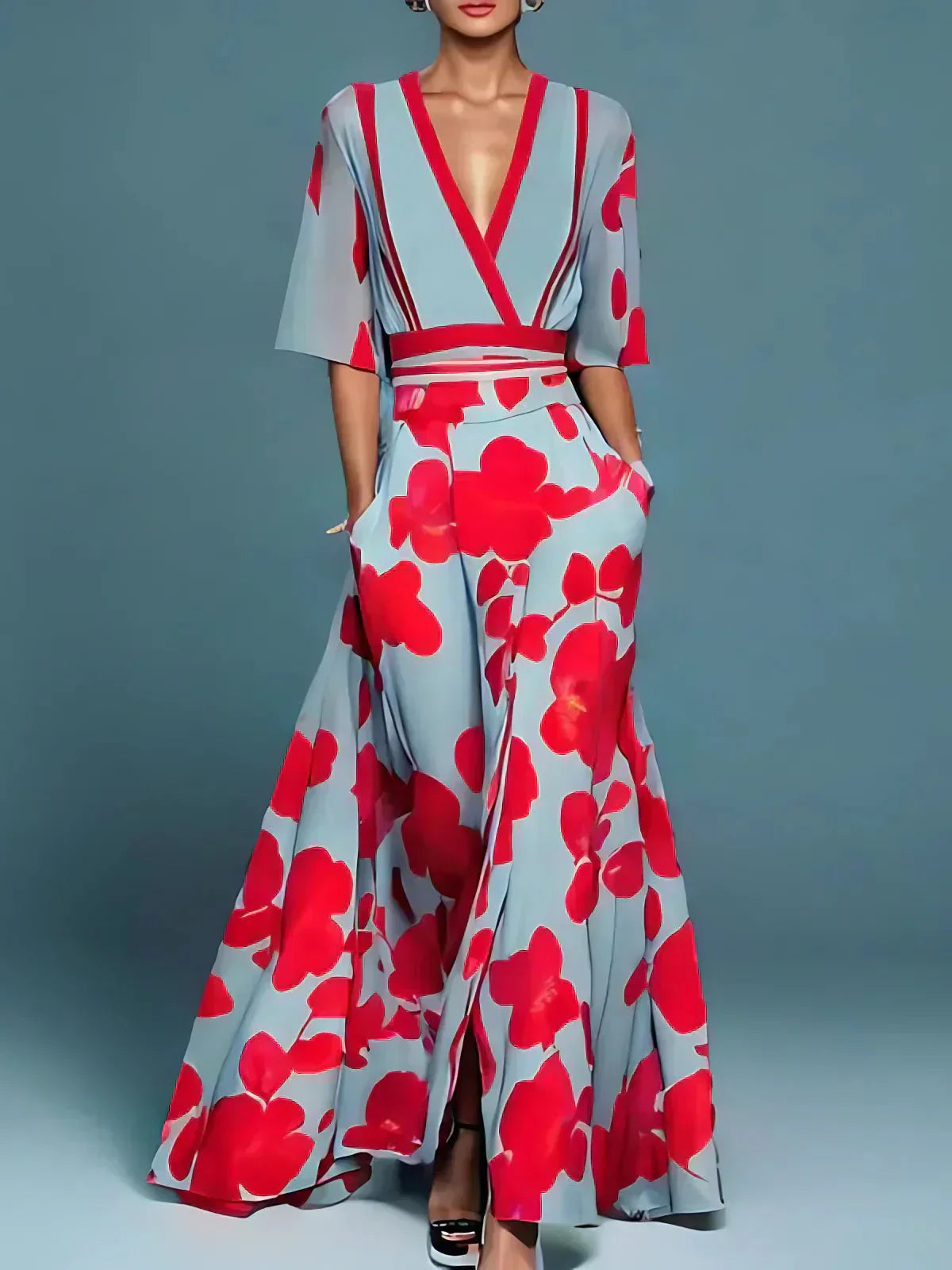 Isabella | Long Flowing Dress with Bold Floral Design for Women TARHUS Maxi Dresses (Women)