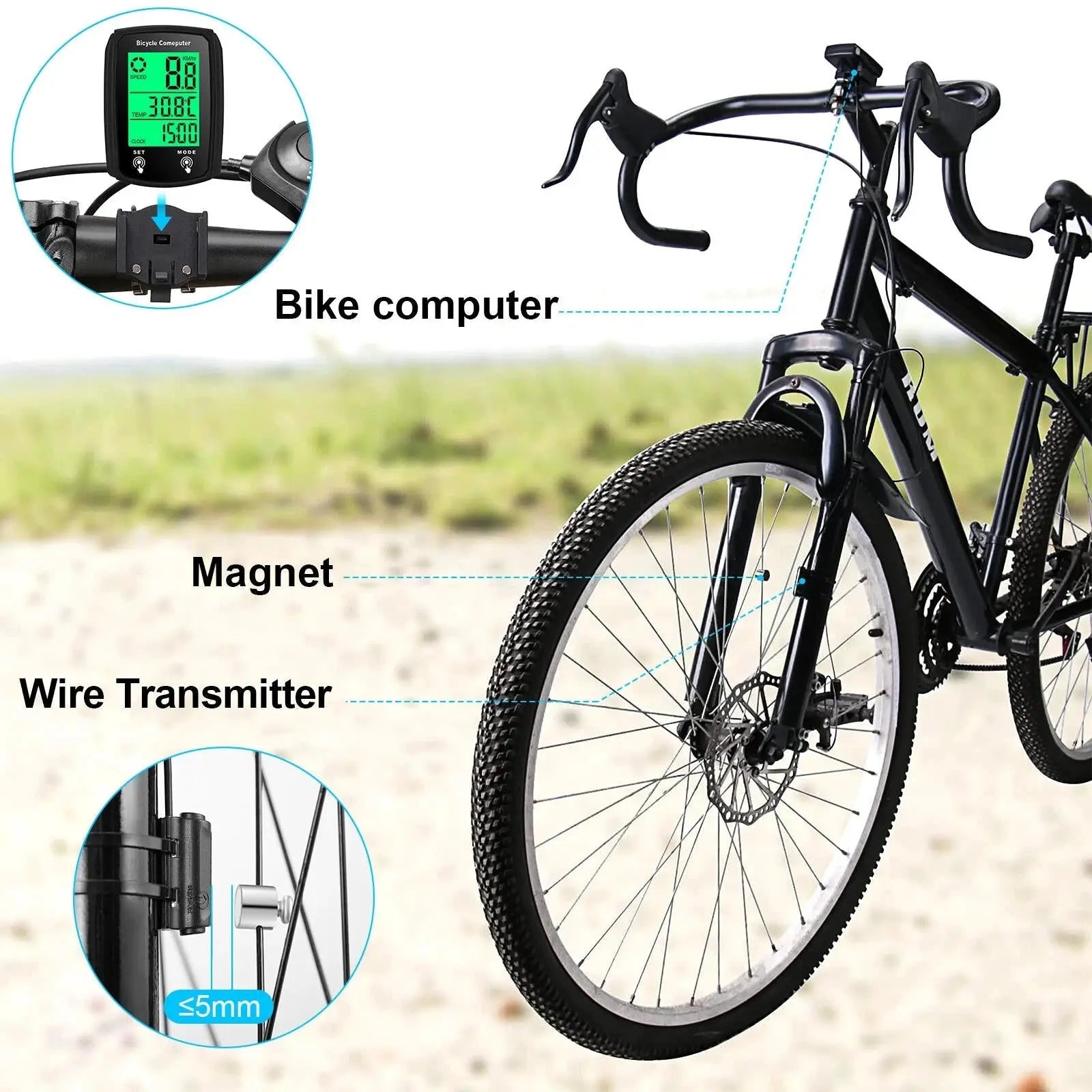 Cycling Speedometer for Bikes – Wireless Waterproof Bike Computer with Distance Tracker - TARHUS