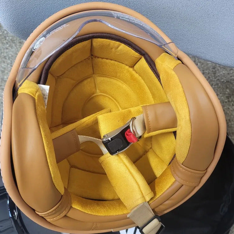 The Street King | Vintage Open Face Helmet – DOT & ECE Approved TARHUS Motorcycle & Bicycle