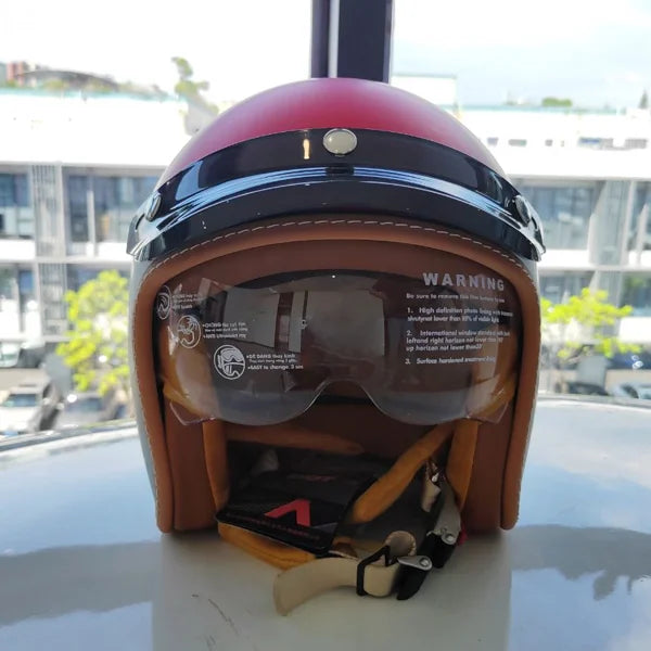 The Street King | Vintage Open Face Helmet – DOT & ECE Approved TARHUS Motorcycle & Bicycle