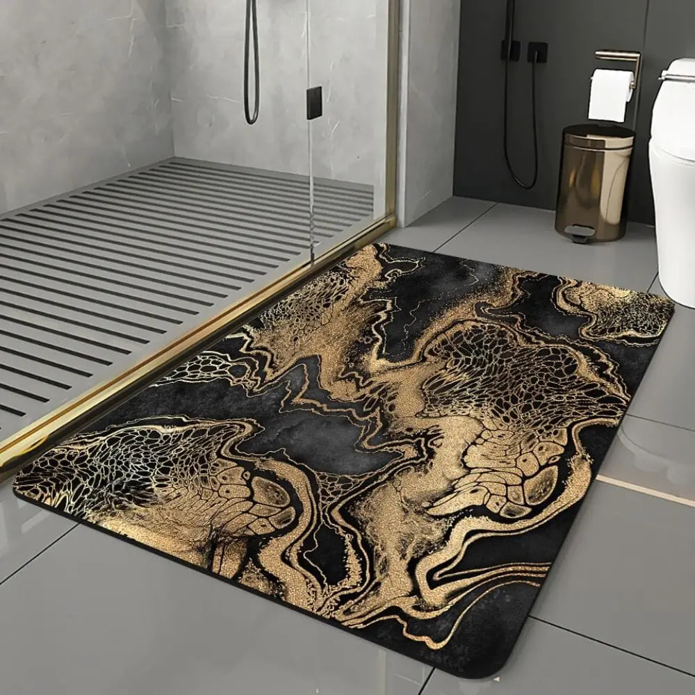 Eleganza • Black & Gold Luxury Bath Mat - TARHUS
