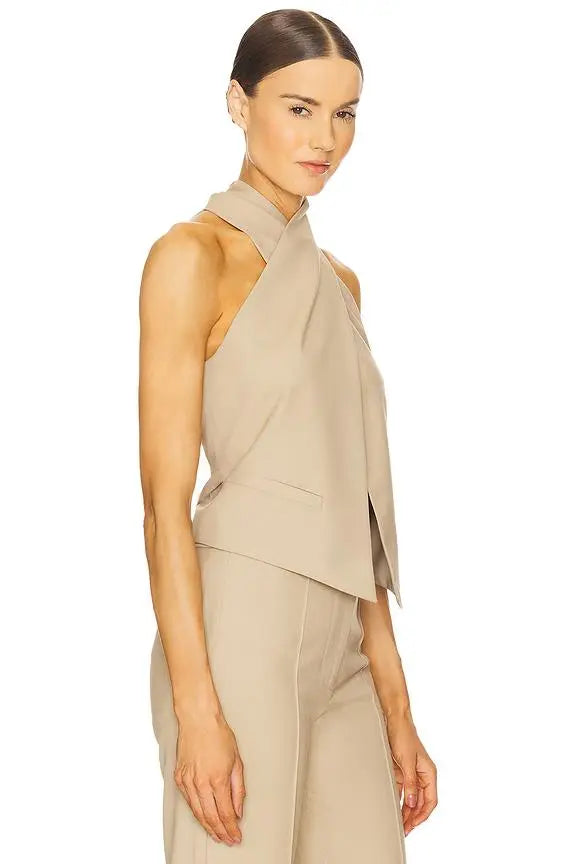 Cross Halter Neck Vest Top - TARHUS