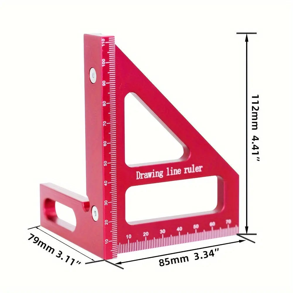 Aluminum Alloy 45°/90° Woodworking Square Ruler – Precision Angle Measuring Tool - TARHUS