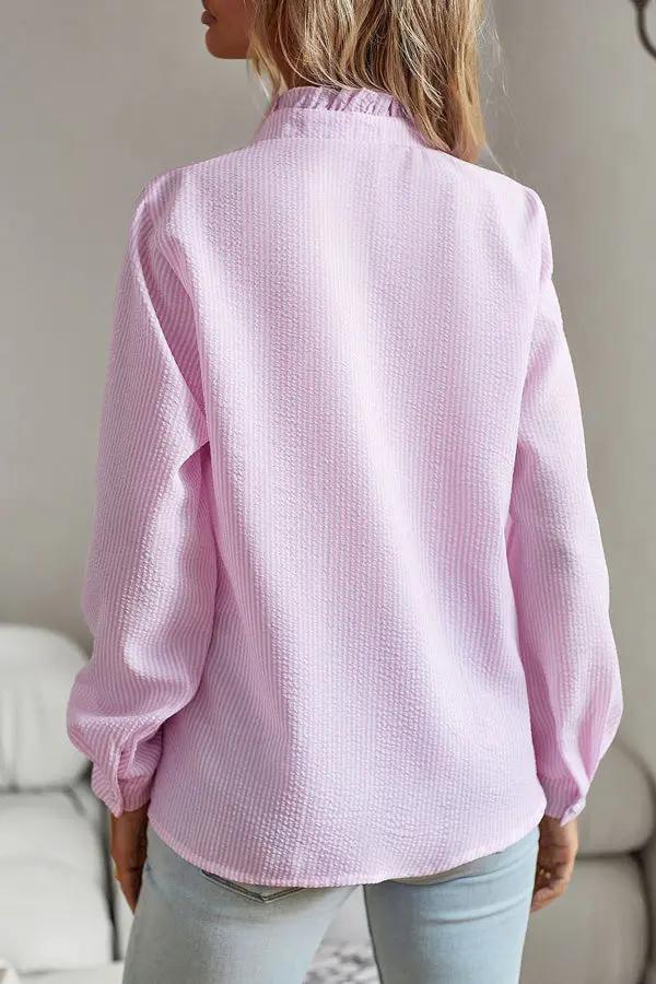 Button Stringy Selvedge  Long Sleeve Casual Tops - TARHUS