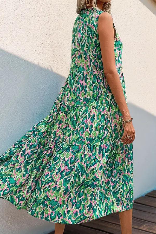 Bohemia Floral Print Fashion Midi Dress - TARHUS