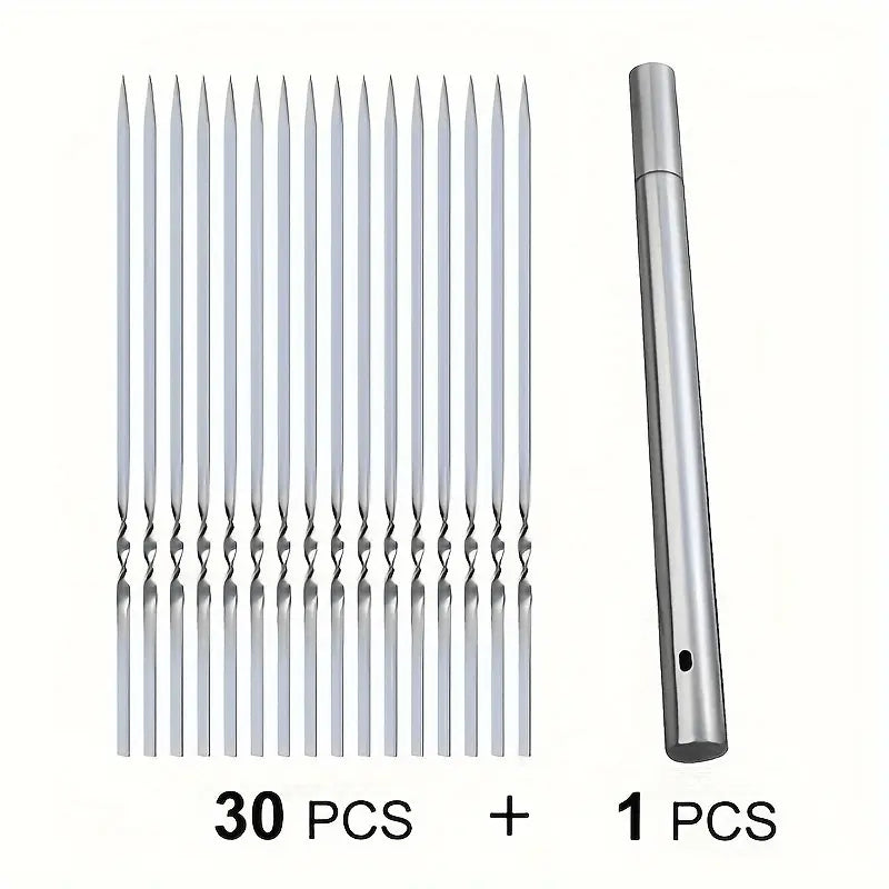 FlameCraft | Stainless Steel BBQ Skewers Set – Reusable with Storage Tube TARHUS  Kitchen Accessories