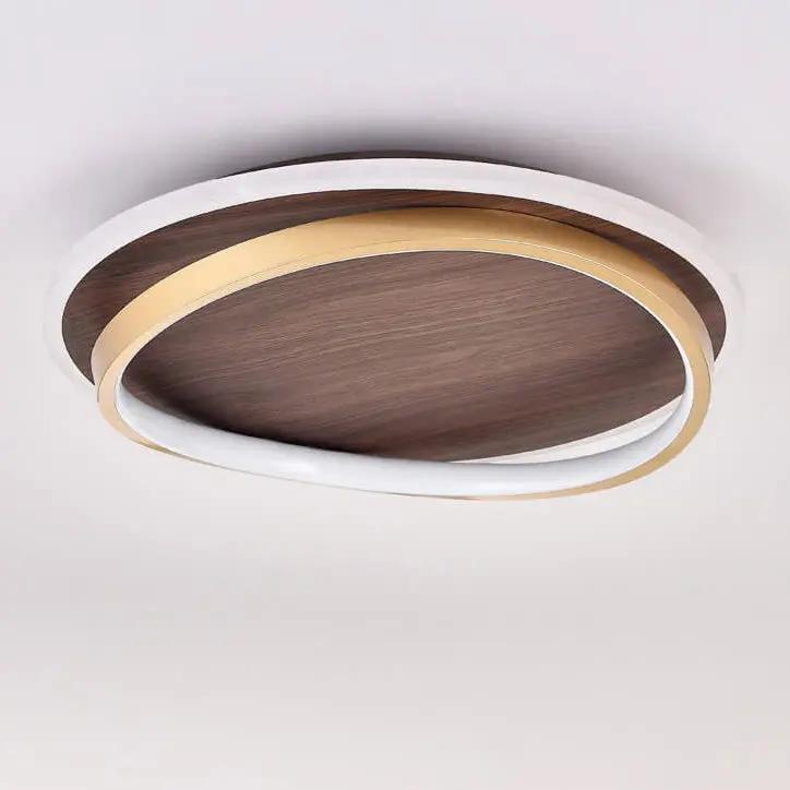 Nordic Minimalist Circular Walnut Grain LED Flush Mount Ceiling Light - TARHUS