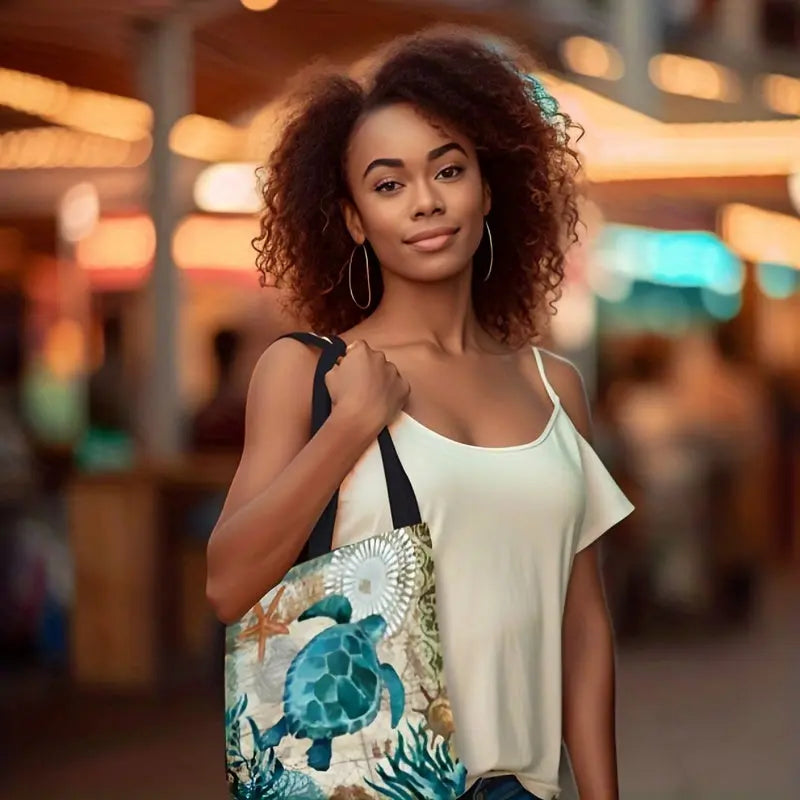 Coralia | Ocean Turtle Tote Bag – Reusable Shoulder Bag for Shopping & Travel TARHUS  Tote Bag