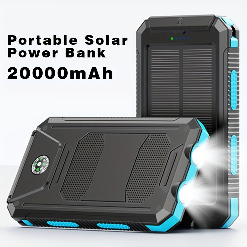 Portable Solar Power Bank with Dual USB Ports & LED Flashlight TARHUS  Electronics & Accessories