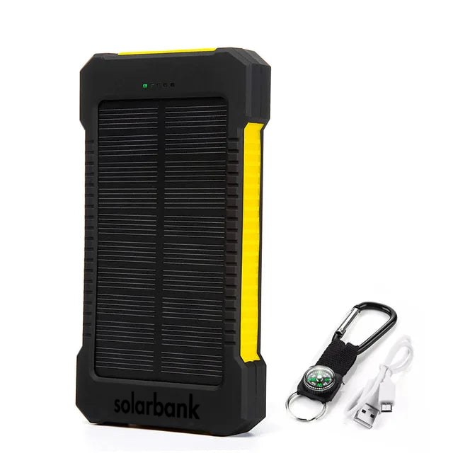 Solar Power Bank – Portable Waterproof Charger with Dual USB & LED Flashlight | SolarBank TARHUS  Electronics & Lights