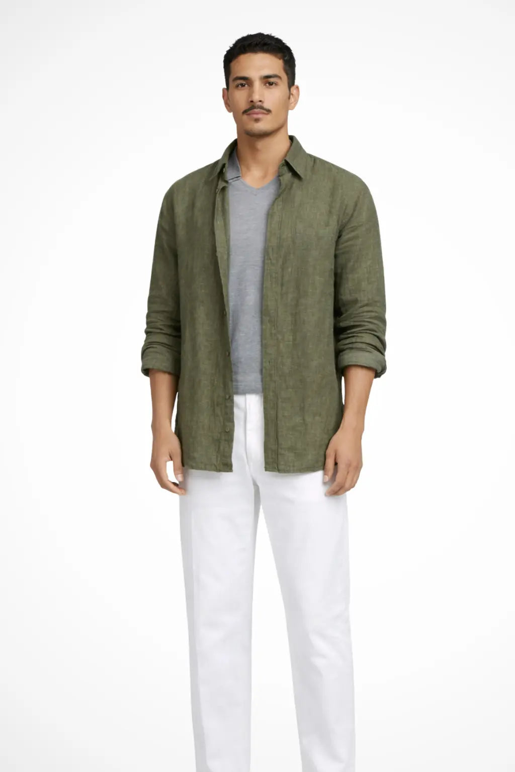 Roman | Men Relaxed Fit Long Sleeve Linen Button Down Shirt TARHUS