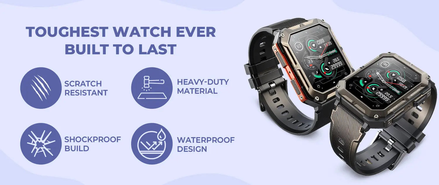 Indestructible Smartwatch – Waterproof Fitness Watch with All-Terrain Durability | Outdoor & Sports Ready - TARHUS