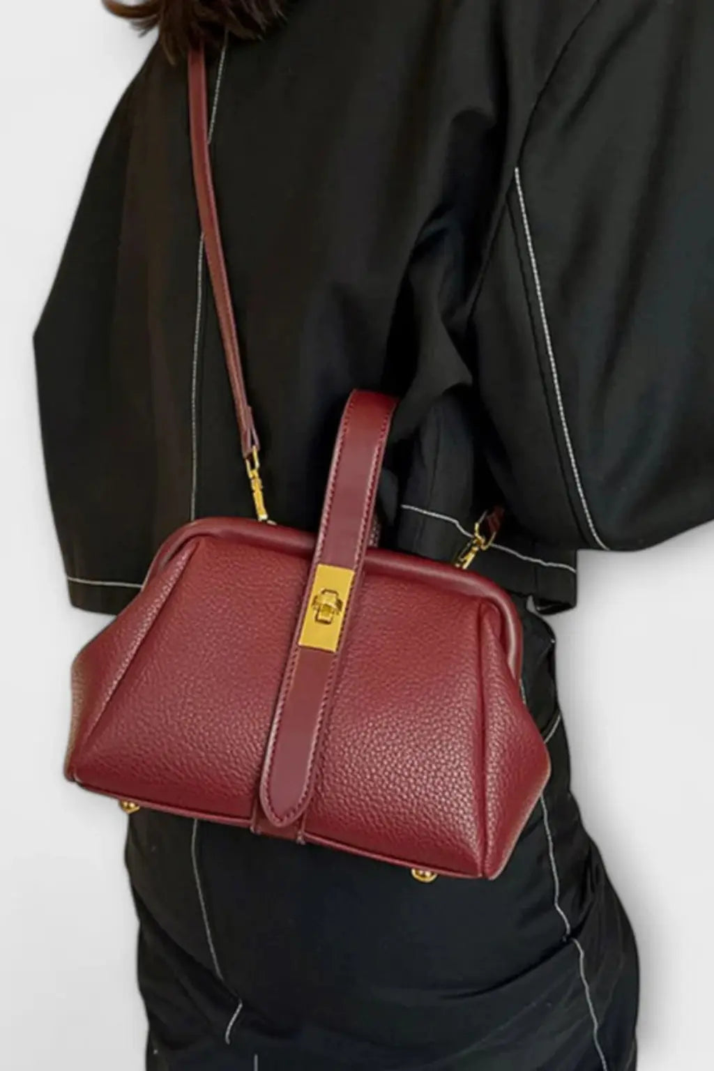 Joanna | Women Structured Mini Top Handle Crossbody Bag with Gold Clasp TARHUS