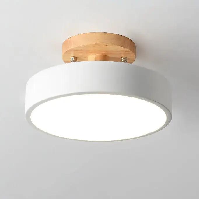 Nordic Wood LED Ceiling Light – Round Semi-Flush Mount Fixture with Natural Log Finish for Bedroom & Living Room - TARHUS