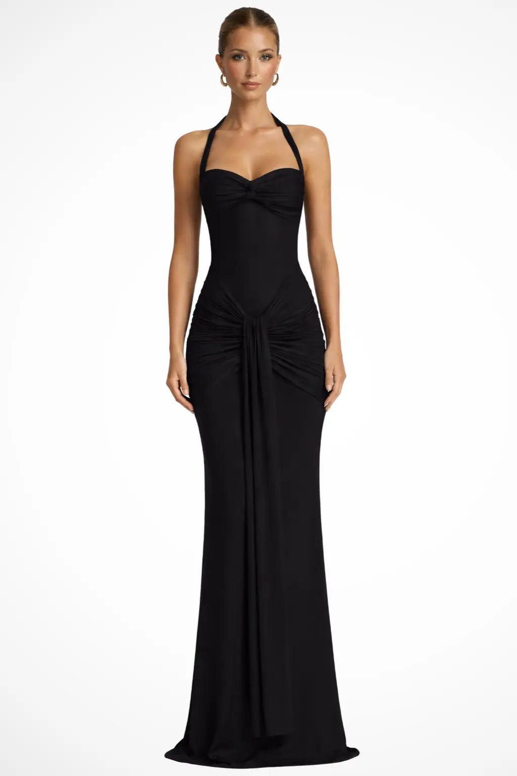 Celine | Women Halter Neck Ruched Wedding Guest Maxi Dress TARHUS  Dresses