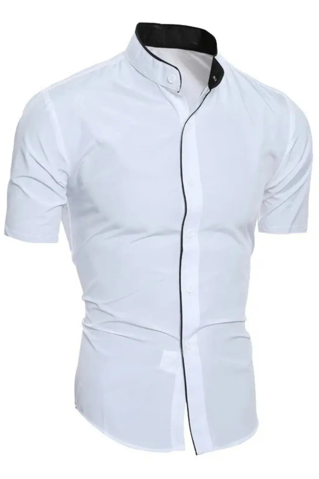 Finlay | Men Buttoned Slim Fit Short Sleeve Shirt with Stand Collar TARHUS