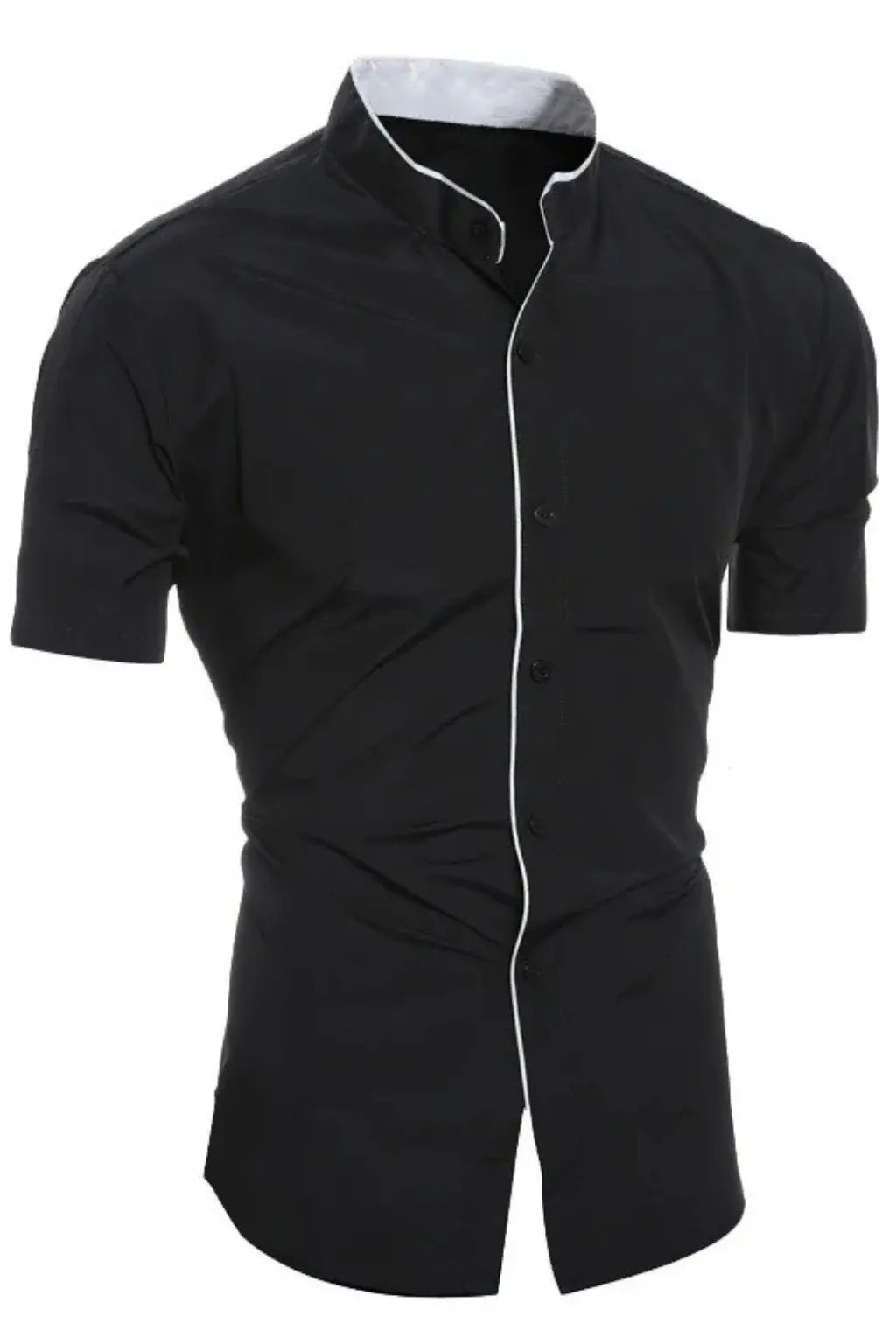 Finlay | Men Buttoned Slim Fit Short Sleeve Shirt with Stand Collar TARHUS