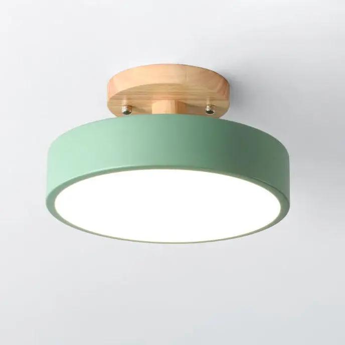 Nordic Wood LED Ceiling Light – Round Semi-Flush Mount Fixture with Natural Log Finish for Bedroom & Living Room - TARHUS
