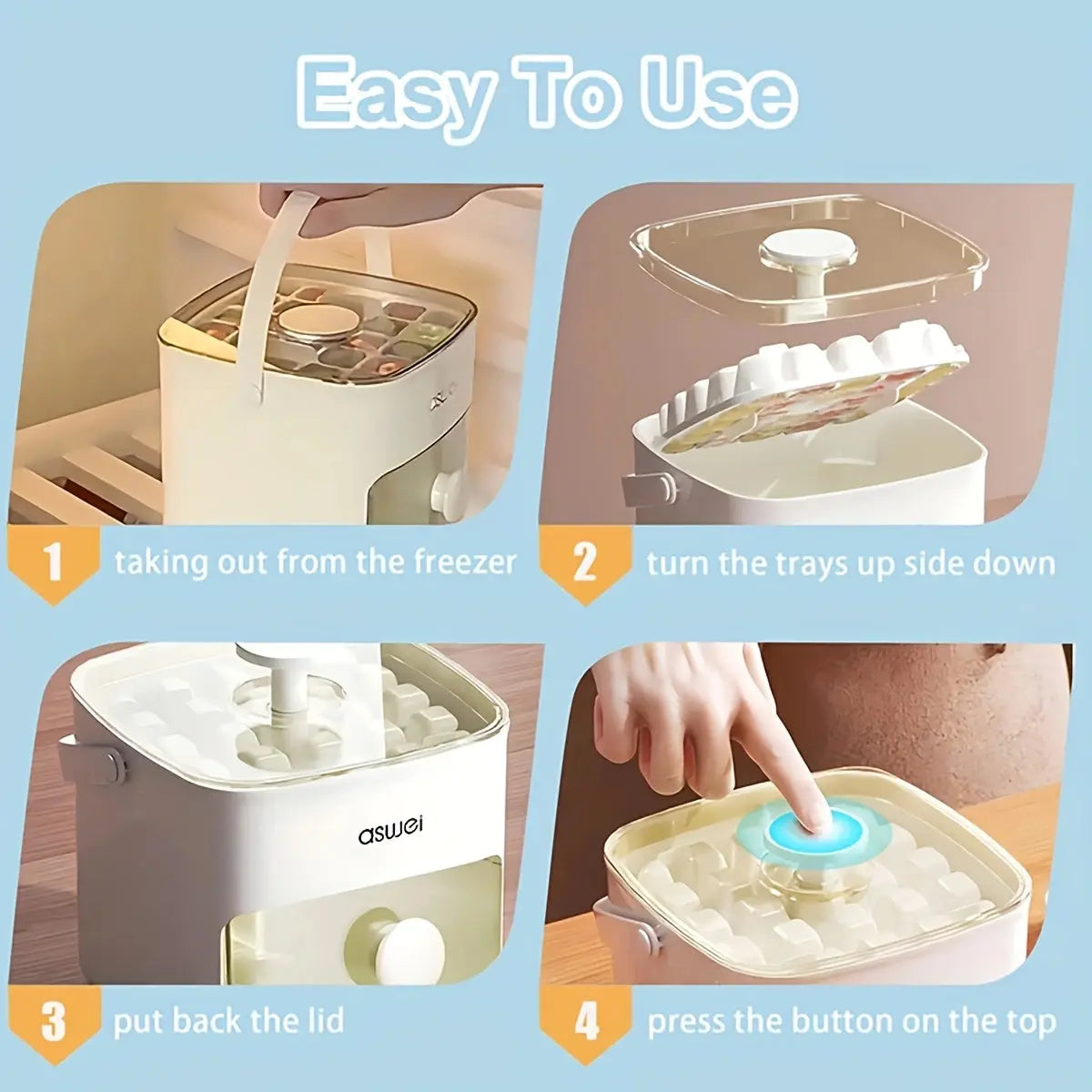 FrostEase | Easy-Press Ice Cube Tray Set – 48-Cube Freezer Mold with Storage Box TARHUS  Electronics & Gadgets