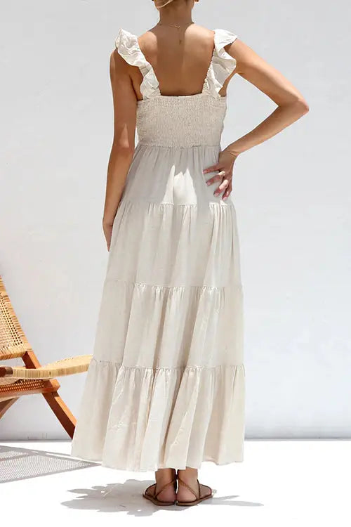 Juliet | V-neck Ruffle Maxi Dress - TARHUS