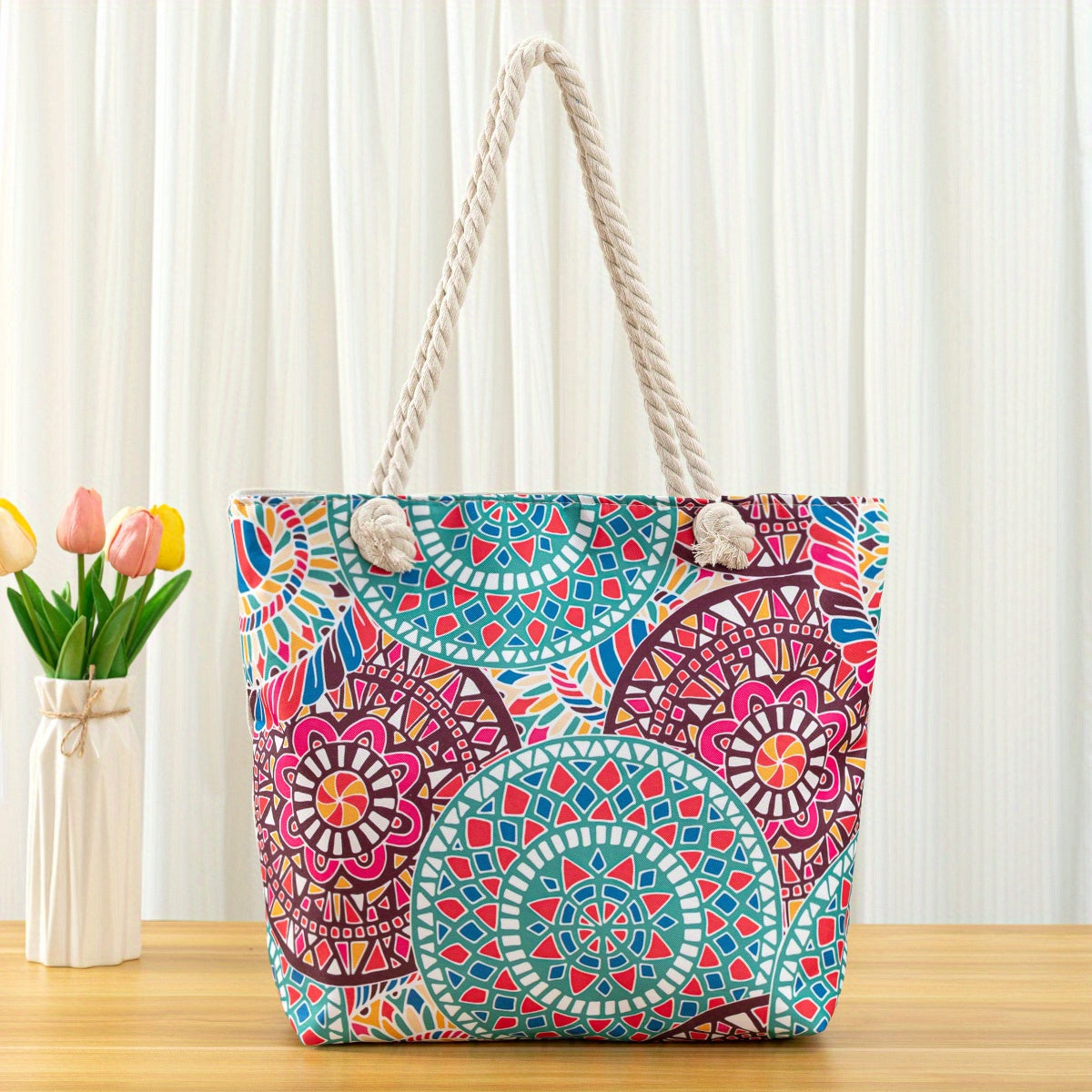 Amara | Blue Mandala Print Tote Bag – Casual Rope Handle Shoulder Bag TARHUS  Shoulder Bag
