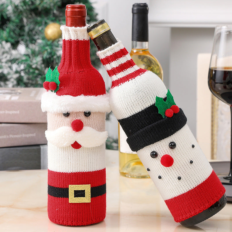 Knitted Christmas Wine Bottle Covers – Santa & Snowman Holiday Sleeves | FestiveSanta TARHUS  Christmas