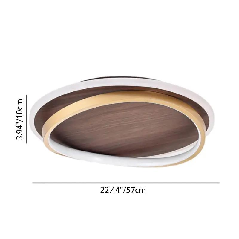 Nordic Minimalist Circular Walnut Grain LED Flush Mount Ceiling Light - TARHUS
