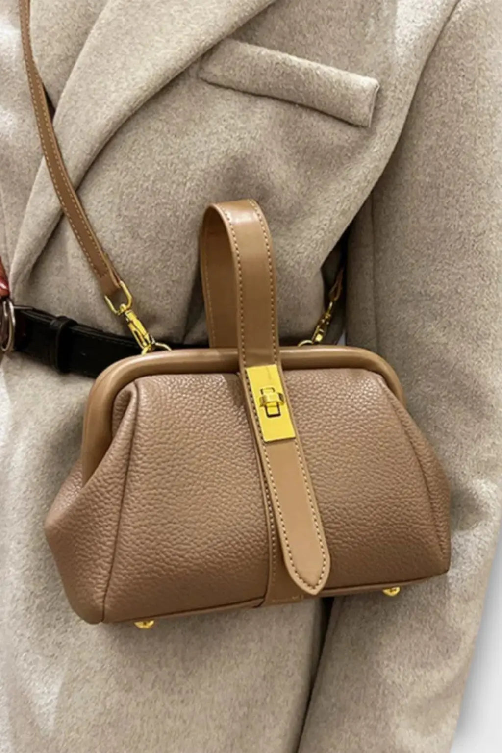 Joanna | Women Structured Mini Top Handle Crossbody Bag with Gold Clasp TARHUS