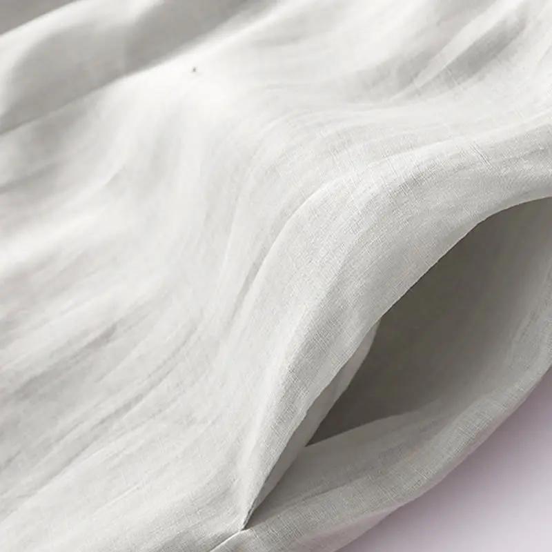 Buddha Stones Casual Accordion Pleat Plain V-neck Short Sleeve Cotton Midi Dress With Pockets - TARHUS