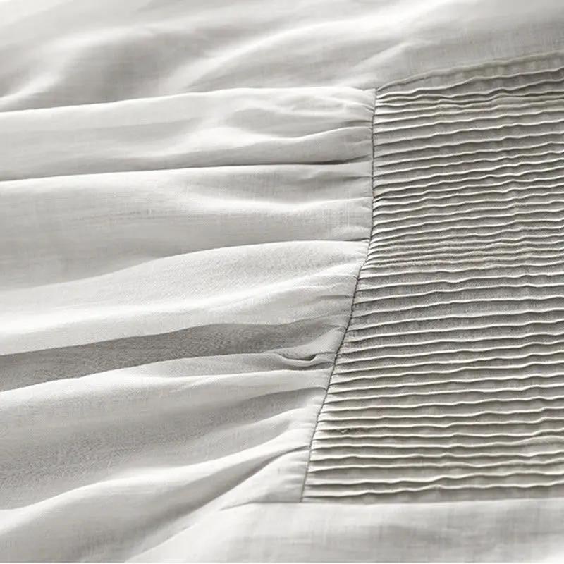 Buddha Stones Casual Accordion Pleat Plain V-neck Short Sleeve Cotton Midi Dress With Pockets - TARHUS