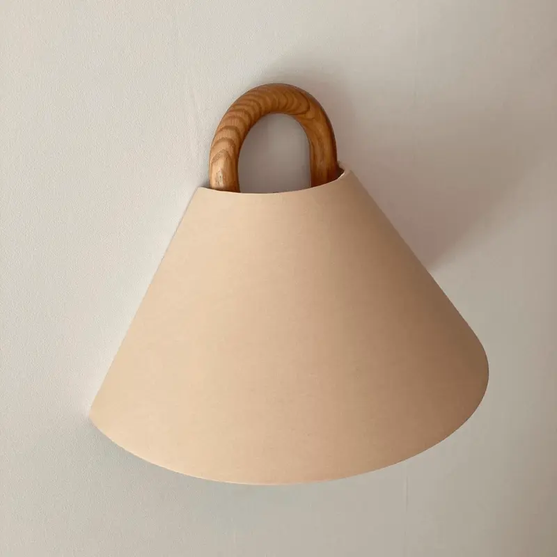 Modern Original Solid Wood Pleated Semi-Circle 1-Light Wall Sconce Lamp - TARHUS