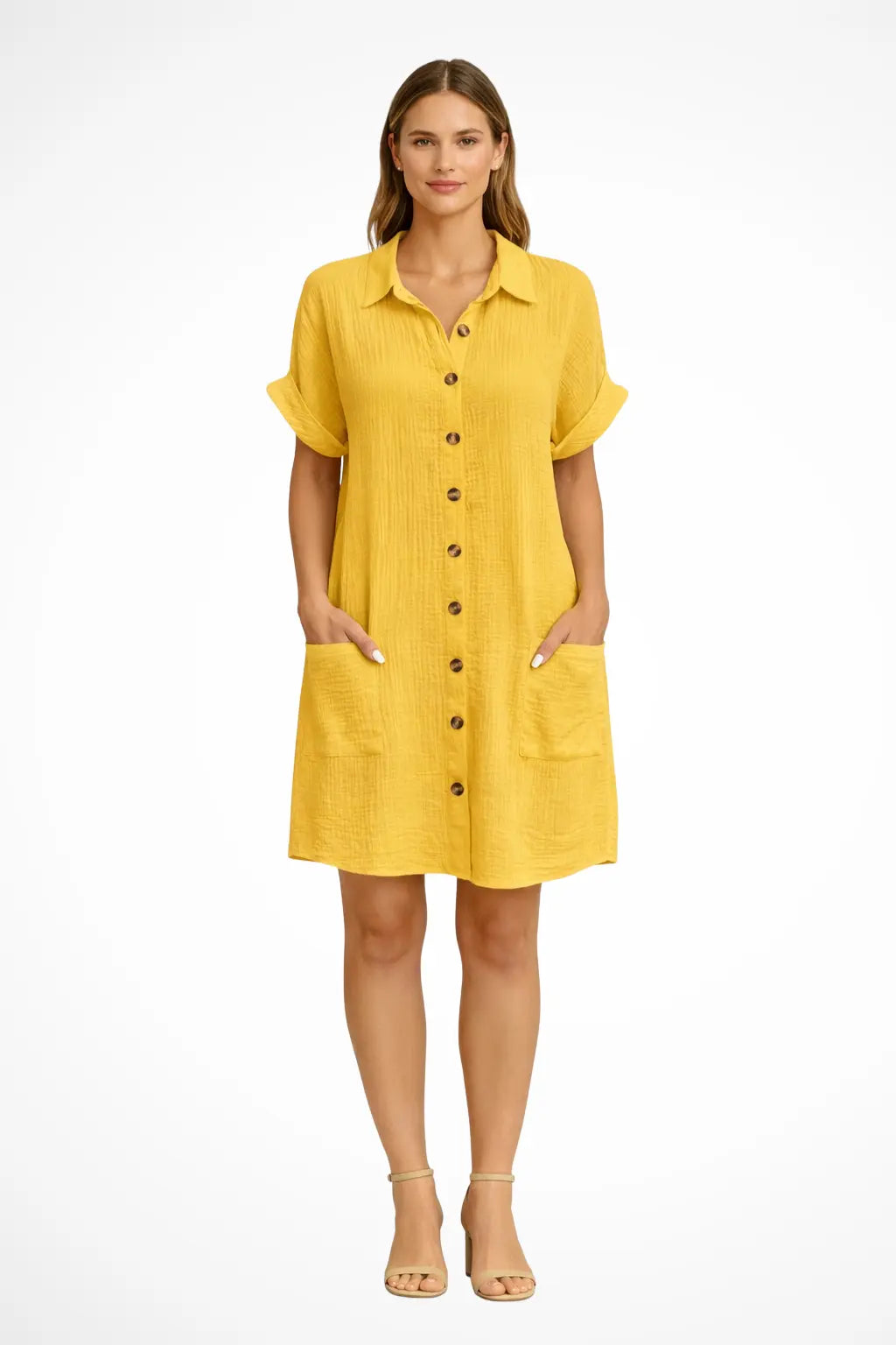 Maren | Women’s Button Front Short Sleeve Summer Beach Dress TARHUS