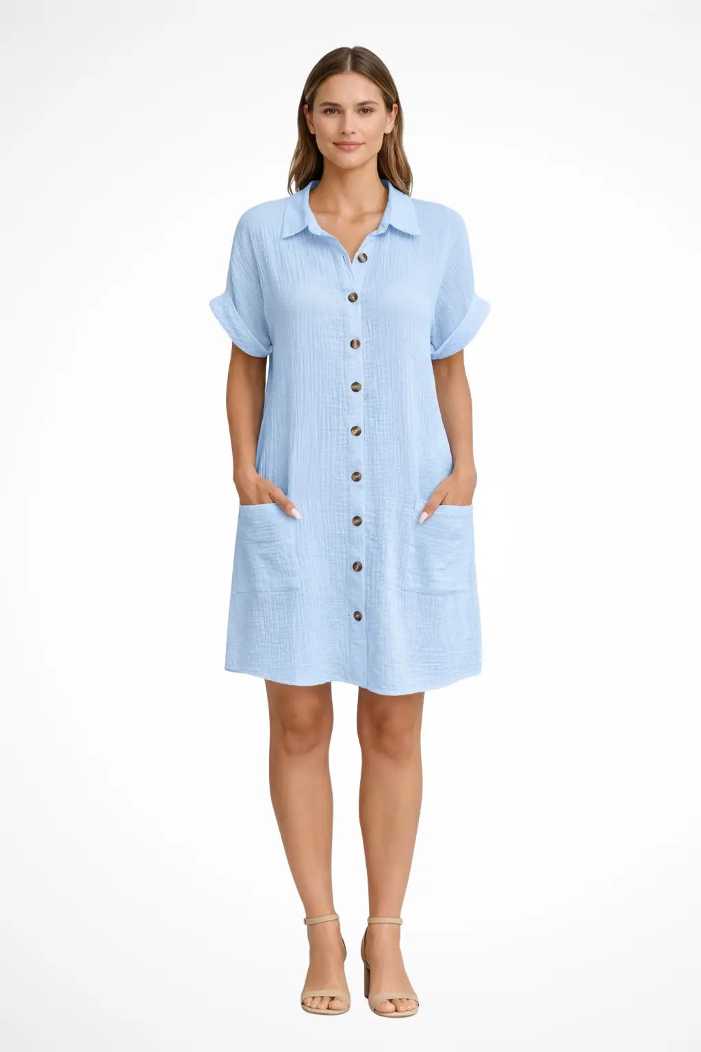 Maren | Women’s Button Front Short Sleeve Summer Beach Dress TARHUS
