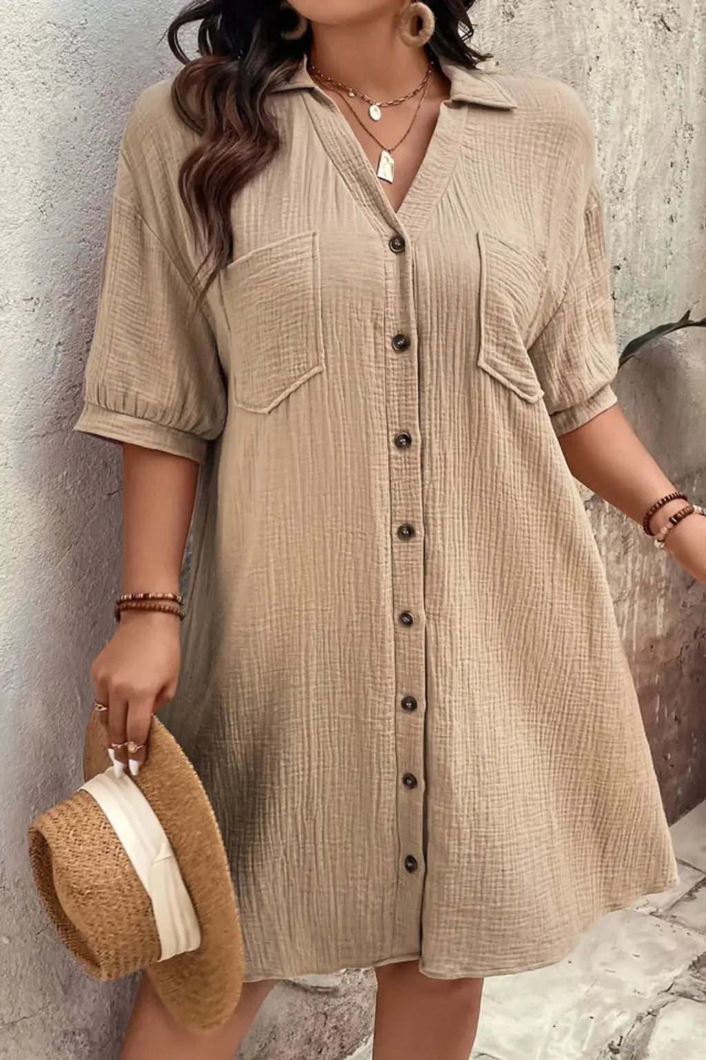 Rosalind | Women’s Short Sleeve Button Up Shirt Midi Dress TARHUS  Summer Dresses