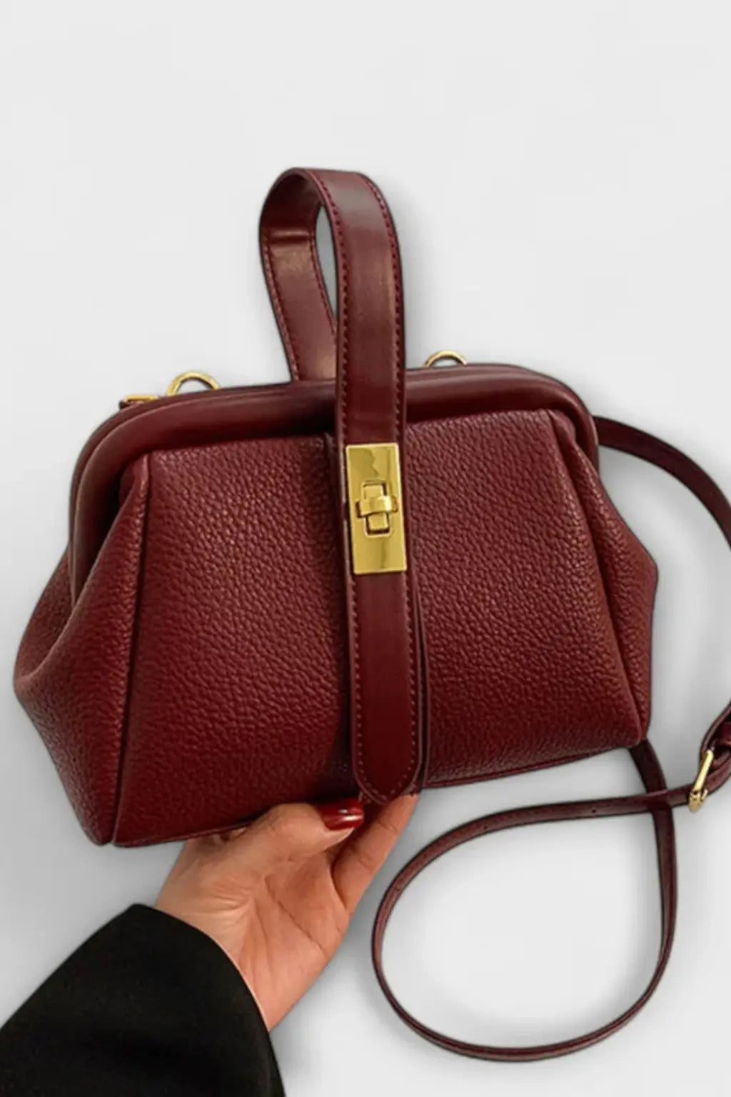 Joanna | Women Structured Mini Top Handle Crossbody Bag with Gold Clasp TARHUS