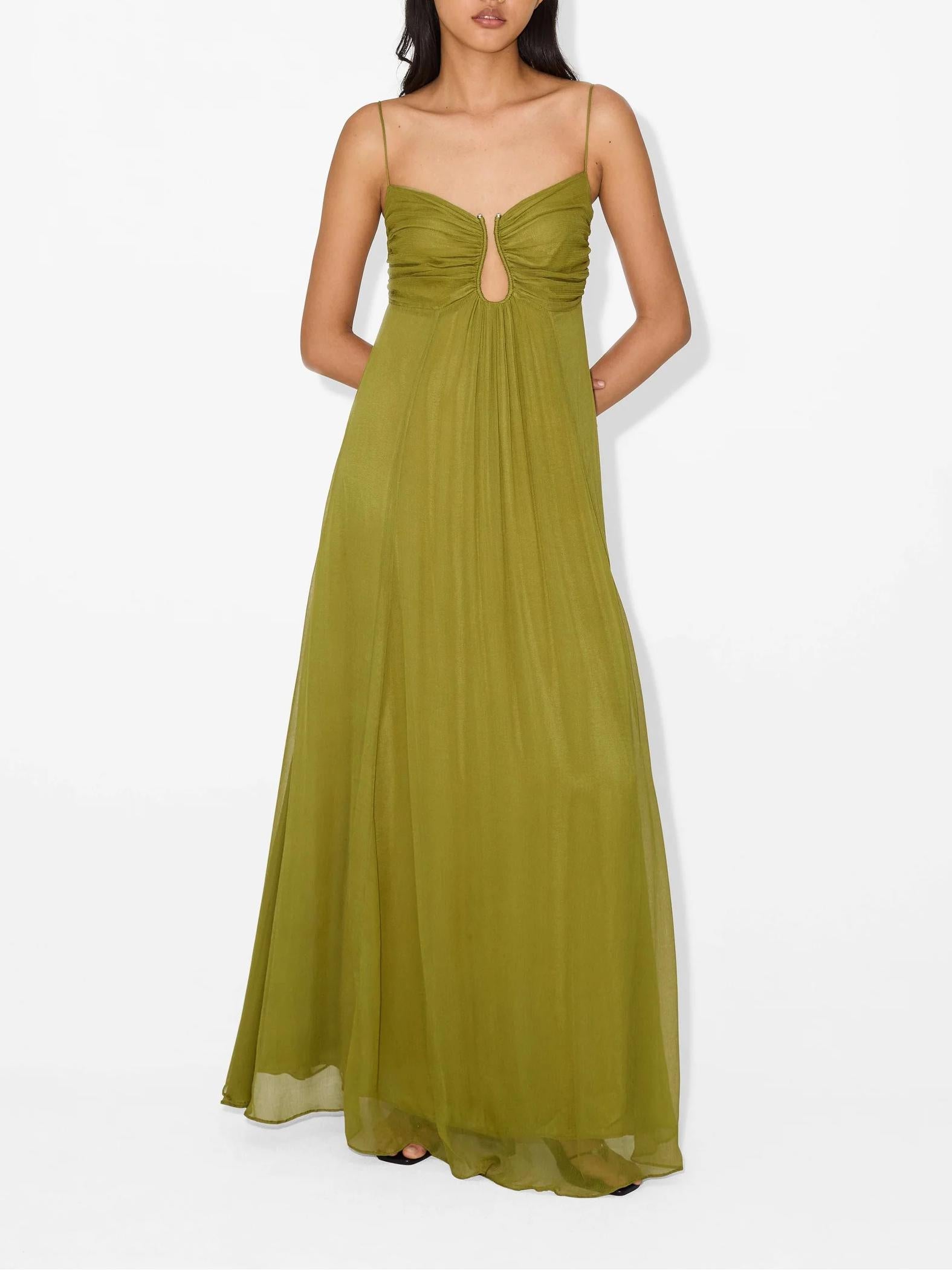 Women's Sleeveless Ruched Bust Keyhole Maxi Dress - Adjustable Straps TARHUS  Dresses
