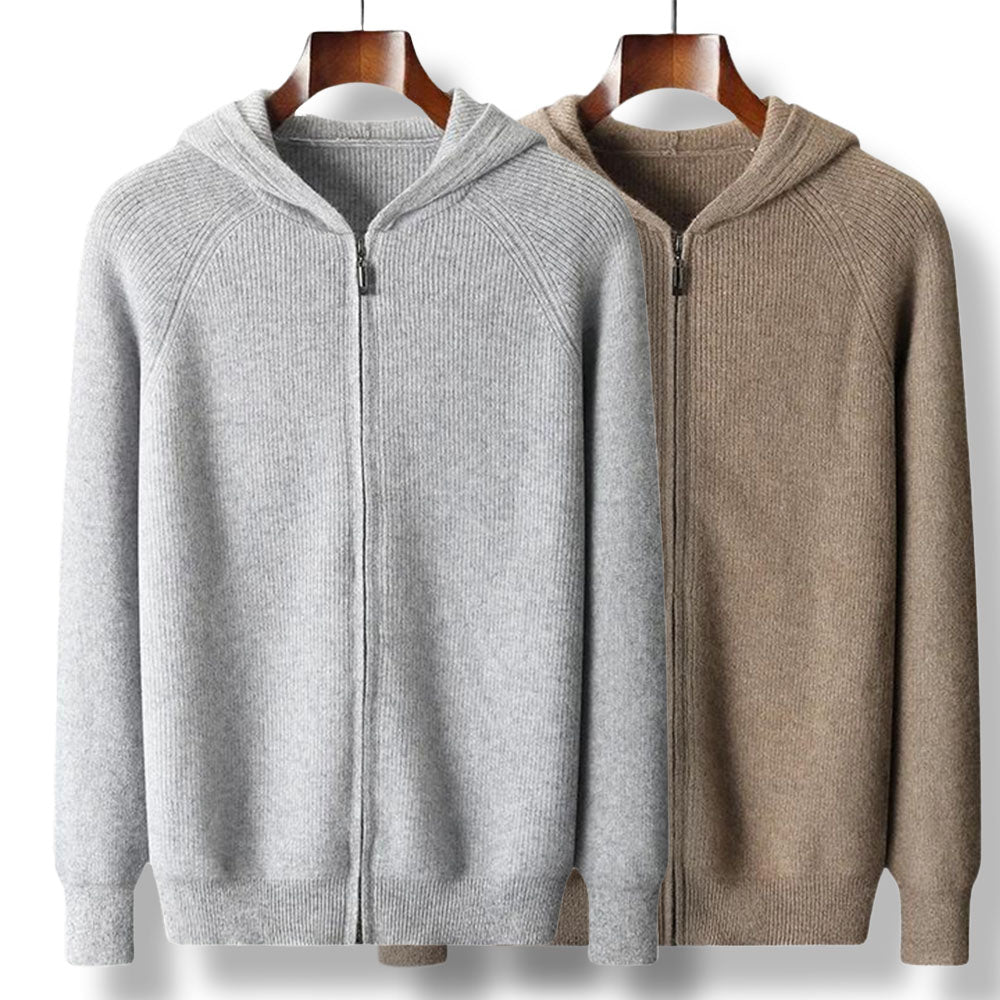 Fabian | Men’s Cashmere Zipper Vest with Hood – Luxury Knit Hoodie TARHUS  Men Clothing