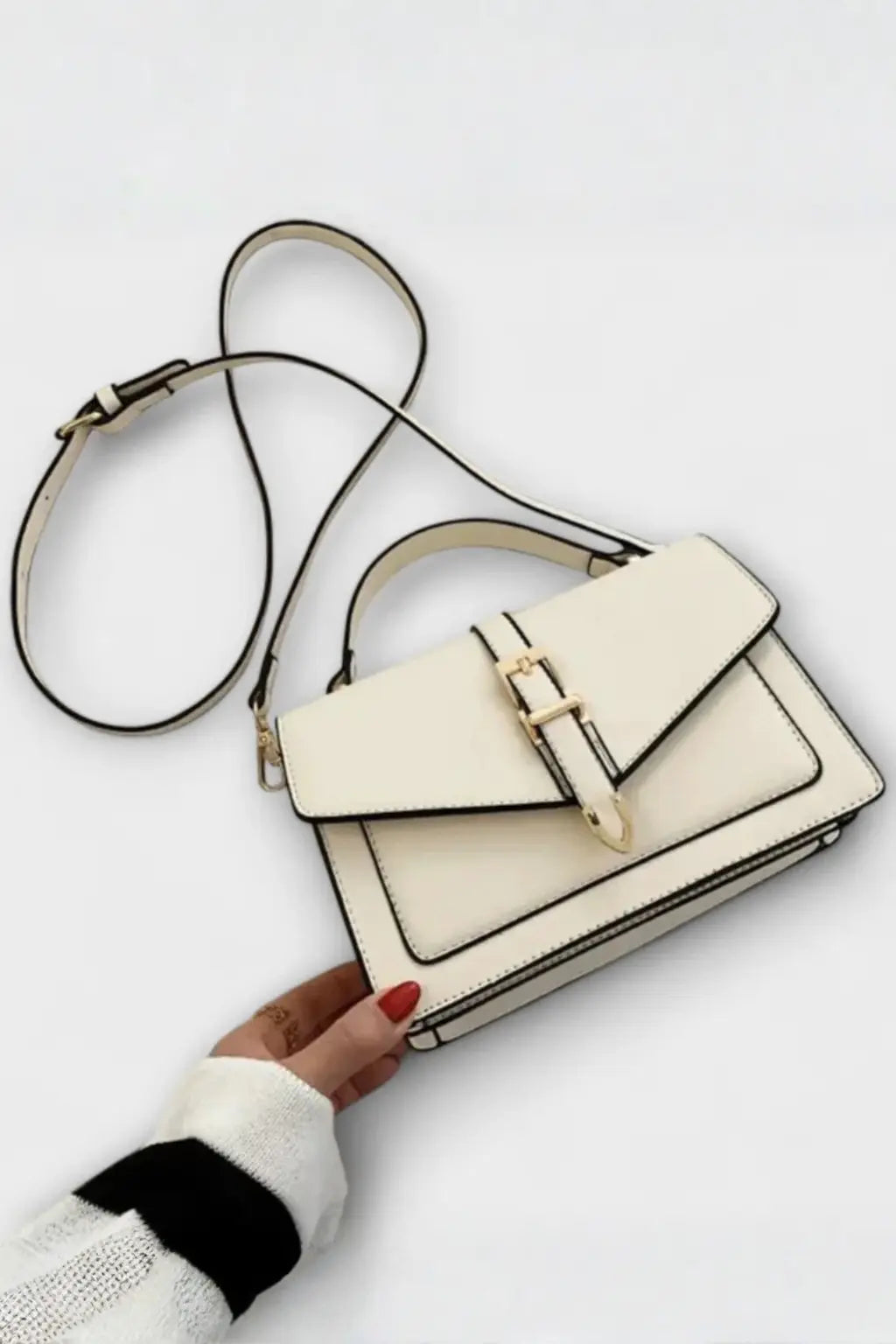 Milo | Women Structured Flap Gold Buckle Detail Crossbody Bag TARHUS